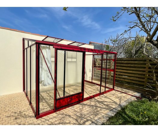 Serre Luxia adossée, aluminium, structure avec différentes couleurs, 2.32 x 3.80 m, 8.80 m²