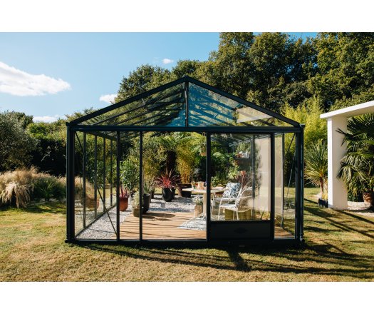 Serre Supra, aluminium, structure avec différentes couleurs, 3.80 x 6.04 m, 23m²