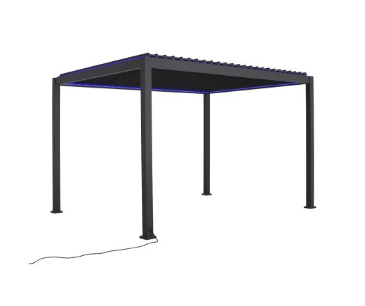 Pergola bioclimatique avec ventelles électrique et ruban LED, Aluminium, 3.0 x 4.0 m, 12m²