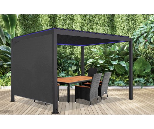 Store déroulant latéral pour pergola bioclimatique motorisée PER  3040 ELEC et PER 3060 ELEC pour côté 3 m couleur gris