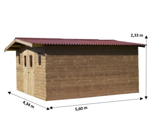 Abri Thermabri, THT Madriers 28mm, 4.00 x 5.00m, 20.00m²