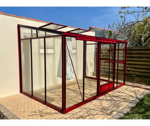 Serre Luxia adossée, aluminium, structure avec différentes couleurs + gouttière 2.00m, 2.32 x 3.80 m, 8.80m²