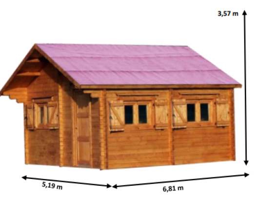 Abri Magny, Madriers épicéa 60mm, 5.00x 6.00m, 30.00m² - MG5060.02