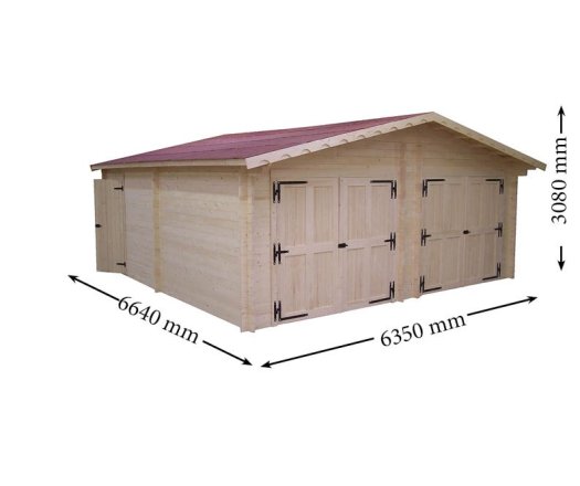 Garage Vermont, Epicéa Madriers 42mm, 6.30 x 6.60m, 42m²