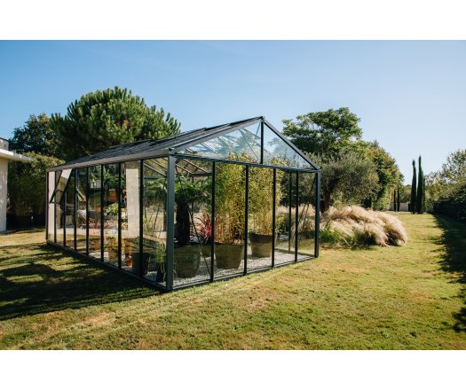 Serre Supra, aluminium, structure avec différentes couleurs, 3.80 x 6.04 m, 23m²