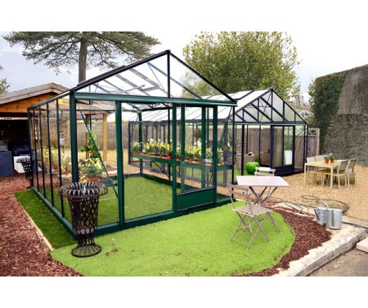 Serre Luxia, aluminium, structure avec différentes couleurs, 3.09 x 5.30 m, 16.40 m²