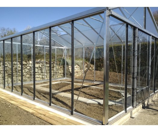 Serre Supra, aluminium, structure avec différentes couleurs, 3.80 x 5.30 m, 20.10 m²