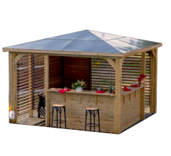 Pool House Blueterm avec ventelles, THT toit en ACP,  3.50 x 3.50 m,  12.25m²