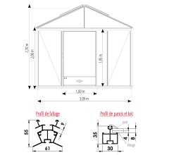 Serre Luxia, aluminium, structure avec différentes couleurs, 3.09 x 5.30 m, 16.40 m²