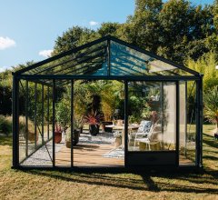 Serre Supra, aluminium, structure avec différentes couleurs, 3.80 x 6.04 m, 23m²