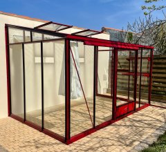 Serre Luxia adossée, aluminium, structure avec différentes couleurs + gouttière 2.00m, 2.32 x 3.80 m, 8.80m²