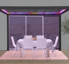 Pergola bioclimatique avec ventelles électrique et ruban LED, Aluminium, 3.0 x 4.0 m, 12m²