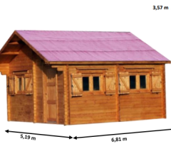 Abri Magny, Madriers épicéa 60mm, 5.00x 6.00m, 30.00m² - MG5060.02