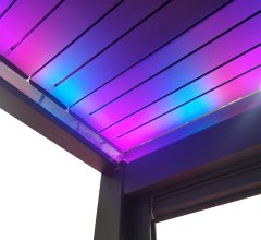 Pergola bioclimatique avec ventelles électrique et ruban LED, Aluminium, 3.0 x 6.0 m, 18m²