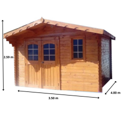 Abri Natura, Epicéa madriers 42mm, 3.60 x 3.80m, 17.50m²