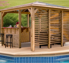 Pool House Blueterm avec ventelles, THT toit en ACP,  3.50 x 3.50 m,  12.25m²