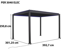 Pergola bioclimatique avec ventelles électrique et ruban LED, Aluminium, 3.0 x 4.0 m, 12m²