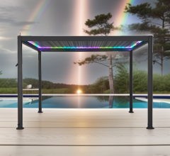 Pergola bioclimatique avec ventelles électrique et ruban LED, Aluminium, 3.0 x 4.0 m, 12m²