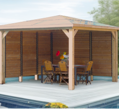 Pool House Blueterm, 2 parois avec ventelles mobiles, THT Toit en panneaux ACP, 3.50 x 3.50 m, 12.25m²