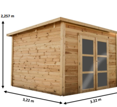 Abri Poolhouse Napoli, Epicéa Madriers 42 mm, 3.20 x 3.20m, 10.20m²