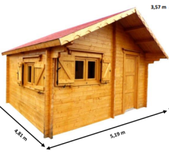 Abri Magny, Madriers épicéa 60mm, 5.00x 4.00m, 19.99m² - MG5040.02