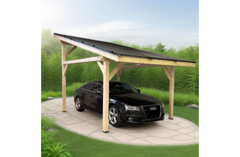 Carport Photovoltaïque Lumio, Douglas en contrecollé non traité, 3.20 x 5.20m, 16.70m²